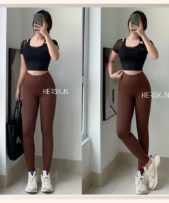 HERSIGN Set đồ tập gym nữ Đồ tập yoga cao cấp Áo croptop ngắn tay quần legging HERSIGN-SMIXC32L36A BST HERSIGN EASE