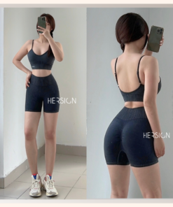 HERSIGN Set đồ tập gym nữ hot trend Đồ tập yoga nữ áo bra dây mảnh quần đùi SET183 BST HERSIGN Bare Form