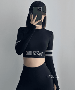 Áo Croptop nữ Áo tập gym tay dài tập yoga HERSIGN-CROP11