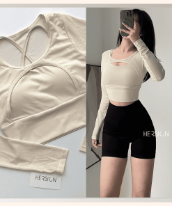 Áo croptop tập gym yoga nữ tay dài HERSIGN-CROP28