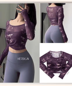 Áo croptop tập gym yoga nữ tay dài HERSIGN-CROP21