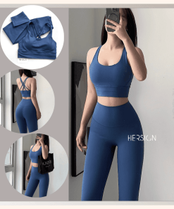 Đồ tập gym yoga nữ cao cấp Áo bra chéo lưng quần legging HERSIGN-SET167