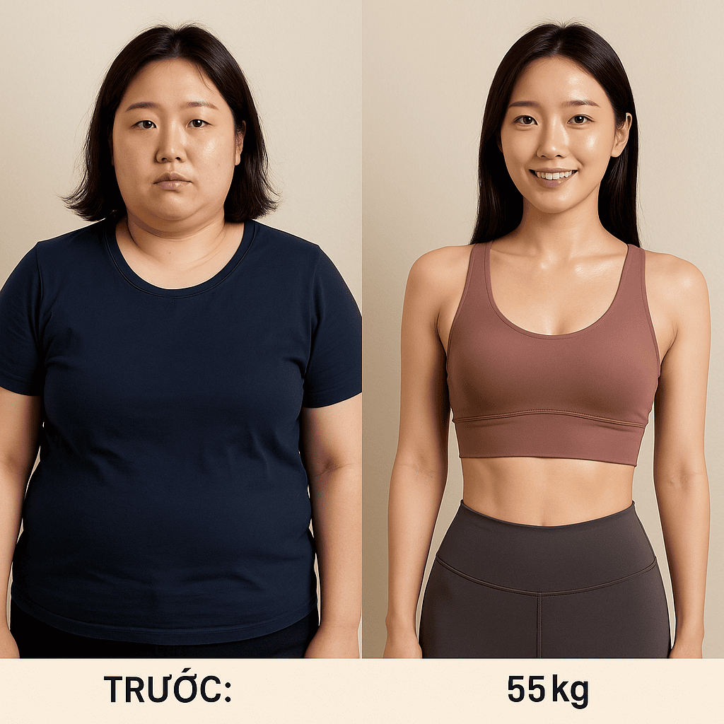Hình ảnh thay đổi từ 70kg xuống 55kg