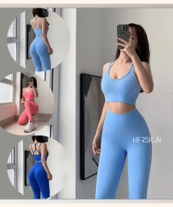 Bộ đồ tập gym nữ Set đồ tập yoga áo bra kết lưng quần legging dài HERSIGN-SET178B