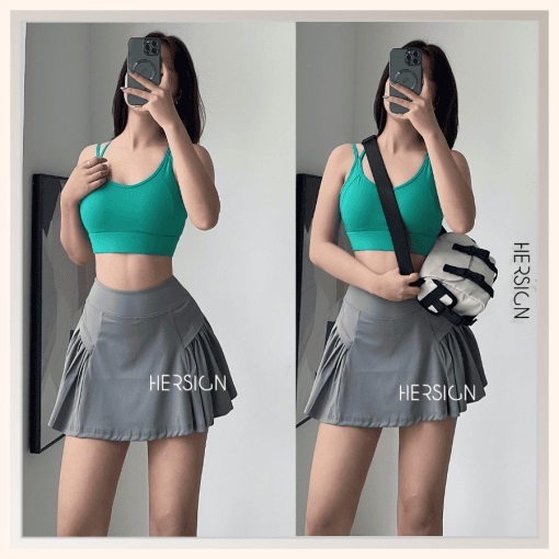 SET áo Bra + chân váy xếp ly