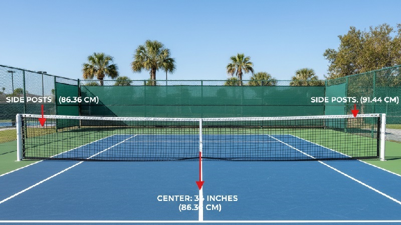 quy định chiều cao lưới pickleball