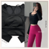 HERSIGN Set đồ tập yoga nữ Đồ tập gym nữ Áo croptop dài tay quần legging SMIXC28L31A BST HERSIGN EASE