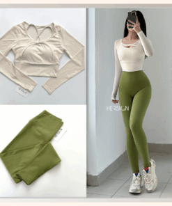 HERSIGN Set đồ tập yoga nữ Đồ tập gym nữ kín đáo cho người mới bắt đầu SMIXC28L31B - BST HERSIGN EASE