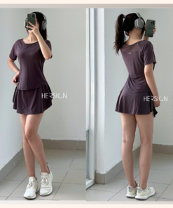 HERSIGN Đồ tập pickleball nữ Set váy tennis Áo ngắn tay Váy 2 lớp thời trang SET192 BST HERSIGN GRACED MOTION