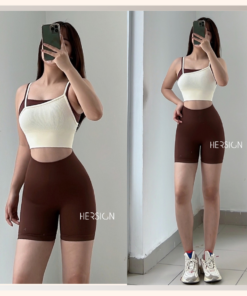 HERSIGN Set tập gym nữ ngắn Quần áo thể thao nữ chạy bộ, đạp xe, tập pickleball tennis SMIXB37N32B BST HERSIGN Bare Form
