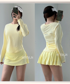 HERSIGN Set váy tập tennis Đồ tập pickleball nữ Áo thể thao nữ dài tay Váy chữ A SMIXA29V05A BST HERSIGN GRACED MOTION