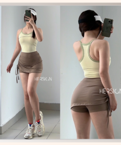 HERSIGN Set váy pickleball nữ Bộ đồ tập tennis nữ Áo tanktop thể thao chân váy Chữ A SMIXA25V14B BST Graced Motion