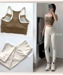 HERSIGN Bộ đồ tập gym nữ Set đồ yoga nữ Áo croptop quần legging thể thao cao cấp SMIXA27L36B BST HERSIGN Corelyne