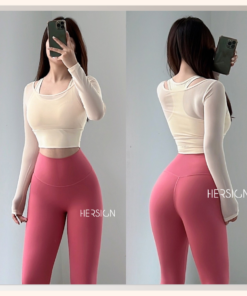 HERSIGN Set đồ tập gym nữ  cho người mới tập Bộ đồ yoga nữ áo dài tay SMIXC34L20B BST HERSIGN EASE