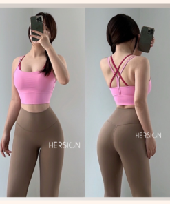 HERSIGN Set tập gym nữ Đồ tập yoga nữ Bra dây kép chéo Quần legging dài SMIXB46L20B BST HERSIGN CORELYNE