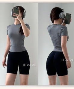 HERSIGN Set thể thao nữ ngắn tay chạy bộ đạp xe Bộ đồ tập gym nữ đùi SMIXA20N20A BST HERSIGN OPEN AIR