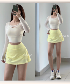 HERSIGN Set váy tennis nữ Đồ pickleball nữ Áo croptop chân váy thể thao SMIXC28V05B BST Graced Motion