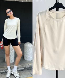 HERSIGN Áo dài tay form suôn vạt tròn Áo thể thao nữ Áo tập gym, yoga, chơi pickleball, tennis nữ AO29-BST HERSIGN EASE
