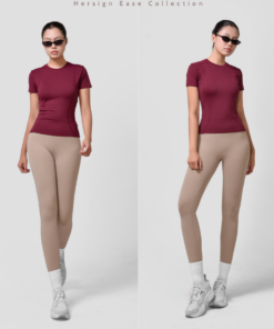 HERSIGN Set đồ tập gym nữ Đồ tập yoga dài Áo thể thao ngắn tay quần legging SMIXA20L20A BST HERSIGN EASE