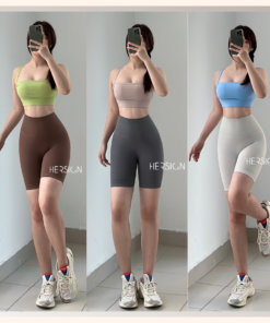 HERSIGN Set đồ tập gym nữ ngắn Đồ tập yoga nữ Bộ quần áo thể thao mùa hè SMIX13N20C BST HERSIGN Bare Form