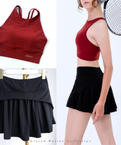 HERSIGN Set đồ tập tennis pickleball nữ Bộ váy thể thao chơi cầu lông nữ Chân váy chữ A SMIXB21V05A BST HERSIGN GRACED MOTION