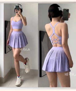 HERSIGN Set váy tennis pickleball nữ Bộ váy thể thao chơi cầu lông Áo bra chân váy xếp ly SMIXB31V09A BST HERSIGN GRACED MOTION